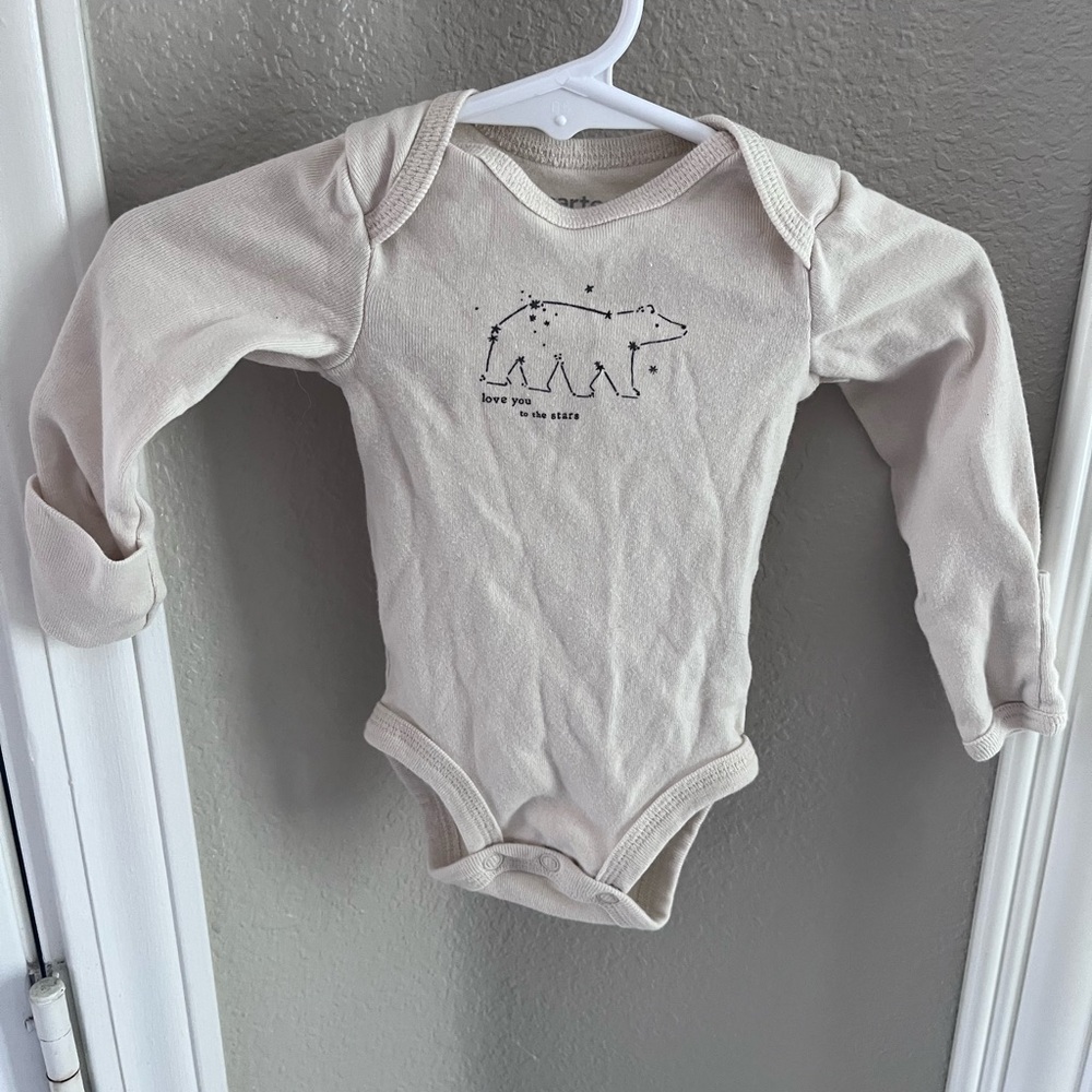 Carters Bear Print Cream Kids One Piece